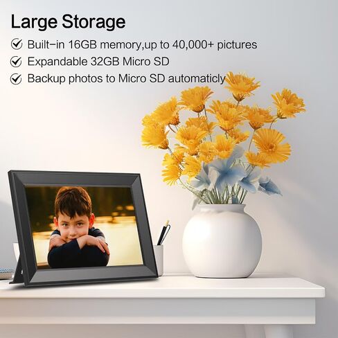 Frameo Digital Picture Frame, Smart WiFi Digital Photo Frame with 10.1 Inch HD IPS Touch Screen, Auto-Rotate, Send Pictures from Anywhere via Frameo App, Great Gift for Mom and Women in Kuwait