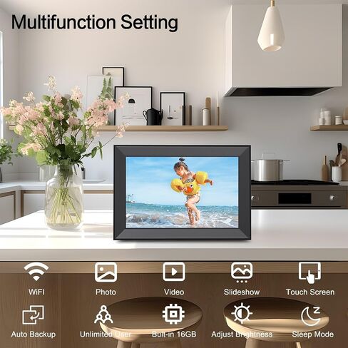 Frameo Digital Picture Frame, Smart WiFi Digital Photo Frame with 10.1 Inch HD IPS Touch Screen, Auto-Rotate, Send Pictures from Anywhere via Frameo App, Great Gift for Mom and Women in Kuwait