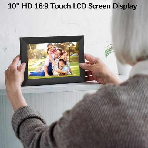 kimire Digital Picture Frame WiFi Digital Photo Frame Full HD 1366x768 IPS Touch Screen, 16GB Storage, Auto-Rotate, Support Micro Slot, Sleep Mode, Share Photos and Videos via APP(10 inch, Black) in Kuwait