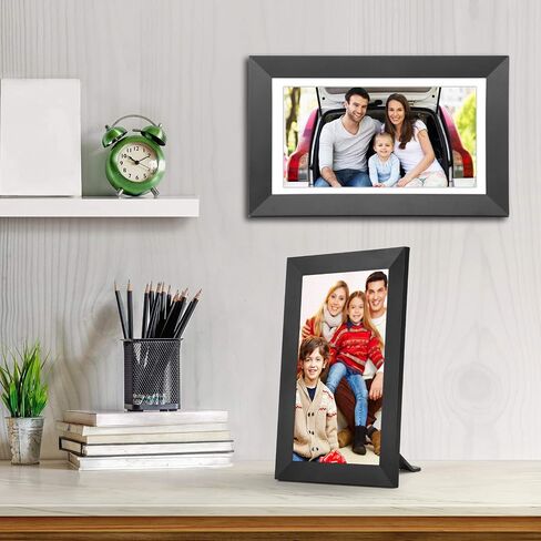 kimire Digital Picture Frame WiFi Digital Photo Frame Full HD 1366x768 IPS Touch Screen, 16GB Storage, Auto-Rotate, Support Micro Slot, Sleep Mode, Share Photos and Videos via APP(10 inch, Black) in Kuwait