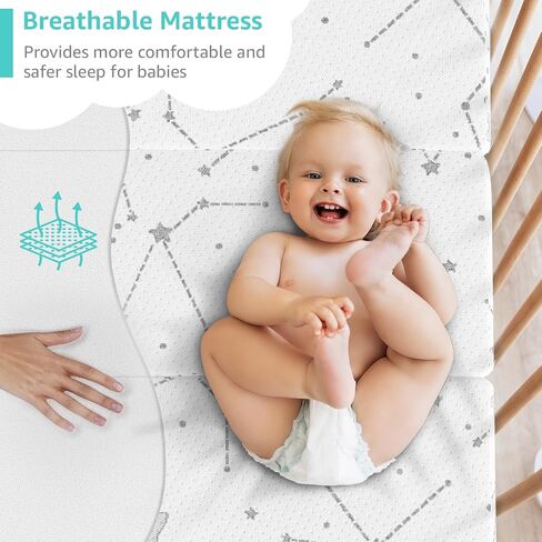 YENING Trifold Pack and Play Mattress Pad Foldable 38x26 Waterproof Baby Mattress for Pack N Play Matress Topper Breathable in Kuwait