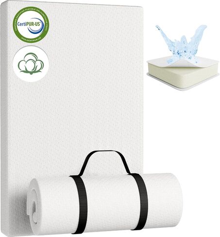 YENING Organic Cotton Pack and Play Mattress Pad Breathable 38x26 Waterproof Baby Mattress for Pack N Play Matress Topper Waterproof with Strap White in Kuwait