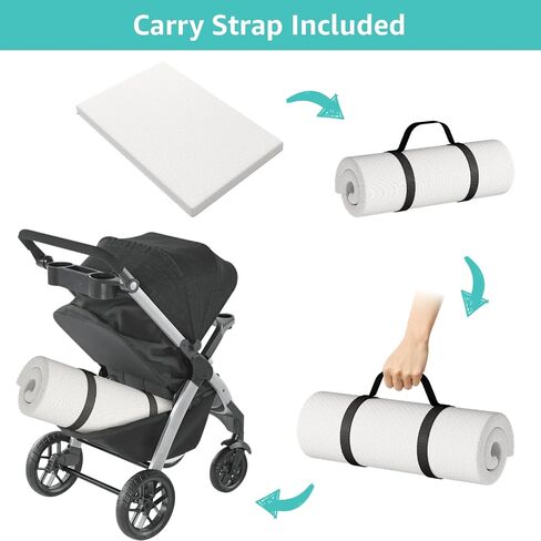 YENING Organic Cotton Pack and Play Mattress Pad Breathable 38x26 Waterproof Baby Mattress for Pack N Play Matress Topper Waterproof with Strap White in Kuwait