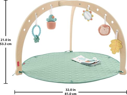 Fisher-Price Wood Baby Playmat Lay & Play Deluxe Activity Gym with Wooden Frame & Tummy Time Sensory Toys for Newborns 0+ Months in Kuwait