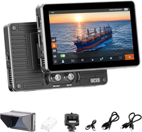 VILTROX DC-550 5.5" Camera Field Monitor, 1200 Nits 1920x1080 IPS Touch Screen DSLR Camera Monitor with 3D LUT, 4K HDMI Loop in/Out with Peak Focus DSLR Video Assist HDR Waveform Sunshade Hood/Battery in Saudi Arabia