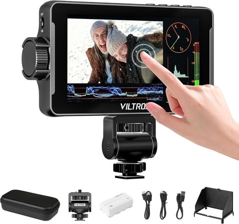 VILTROX DC-550 5.5" Camera Field Monitor, 1200 Nits 1920x1080 IPS Touch Screen DSLR Camera Monitor with 3D LUT, 4K HDMI Loop in/Out with Peak Focus DSLR Video Assist HDR Waveform Sunshade Hood/Battery in Saudi Arabia
