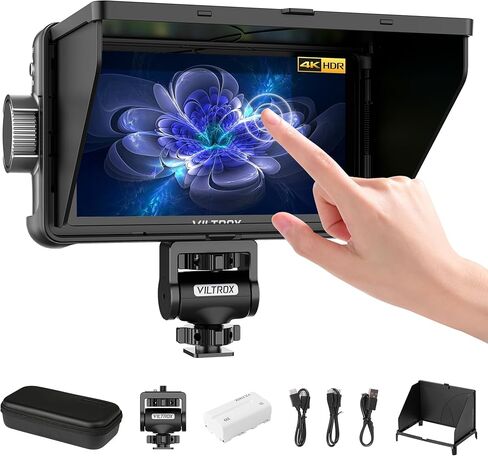 VILTROX DC-550 5.5" Camera Field Monitor, 1200 Nits 1920x1080 IPS Touch Screen DSLR Camera Monitor with 3D LUT, 4K HDMI Loop in/Out with Peak Focus DSLR Video Assist HDR Waveform Sunshade Hood/Battery in Saudi Arabia