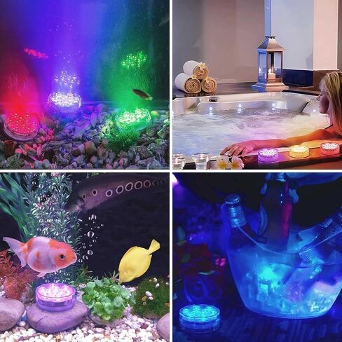 Submersible LED Pool Lights for Inground Pools and Above Ground Pools, 16 Colors 4 Modes Battery Powered Underwater LED Lights with Remote for Pool Pond Camping Bucket Decoration (4 Pack) in Kuwait