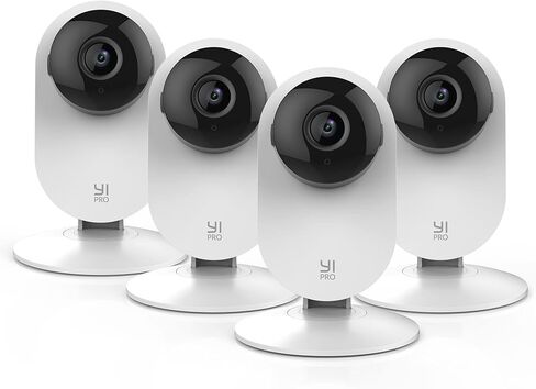 YI Pro 2K 4PC Home Security Camera, 2.4Ghz Wired Indoor Camera with Person, Vehicle, Animal Smart Detection, Phone App, Compatible with Alexa and Google Assistant | Person, Vehicle, Animal Smart Detection, Phone App, Compatible with Alexa and Google Assis in Kuwait