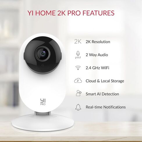 YI Pro 2K 4PC Home Security Camera, 2.4Ghz Wired Indoor Camera with Person, Vehicle, Animal Smart Detection, Phone App, Compatible with Alexa and Google Assistant | Person, Vehicle, Animal Smart Detection, Phone App, Compatible with Alexa and Google Assis in Kuwait