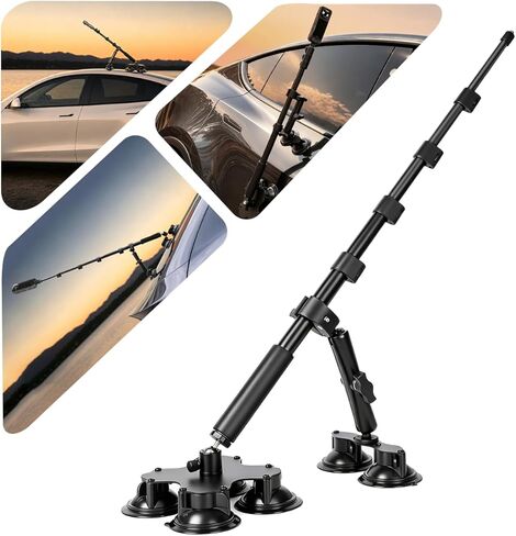 BMZX Dual & Quad Suction Cup Car Mount Kit for Insta360 X5 X4 X3, 360 Camera Car Mount for GoPro & DJI Action Cameras, Heavy Duty Windshield Mount with Magic Arm & Extension Pole in Kuwait