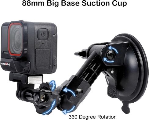 PellKing Suction Cup Mount for Insta360 AcePro 2/X5/X4 Air,Car Windshield Dash Holder 360 Degree Rotation Suction Cup with Quick Release Magnetic Mount for Insta360 X5 for AcePro 2 Accessories in Kuwait