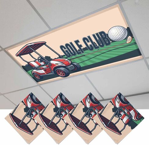 Fluorescent Light Covers, Golf Magnetic Light Covers for Ceiling Lights, Cartoon Chic Sports Country Trees Artwork Fluorescent Ceiling Shade Filters for Classroom Bedroom Office 4x2Ft x 3PCS in Kuwait