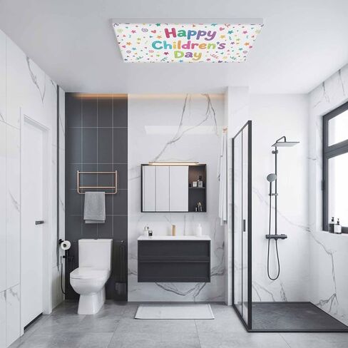 Fluorescent Light Covers, Happy Children's Day Magnetic Light Covers for Ceiling Lights, Modern Ribbons Stars Love Hearts Fluorescent Ceiling Shade Filters for Classroom Bedroom Office 4x2Ft x 1PCS in Kuwait