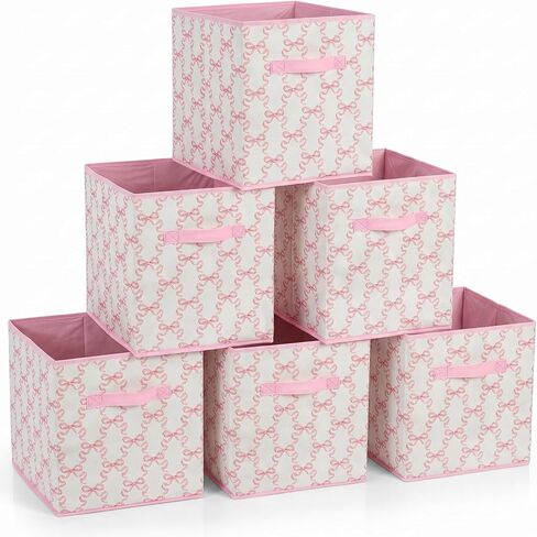 6 Pcs Pink Western Cube Storage Bins 12.5 Inch Cowgirl Storage Basket with Handle, Preppy Girls Organizer Basket, Collapsible Fabric Box for Classroom Bedrooms Office Home Decoration (Pink western) in Kuwait
