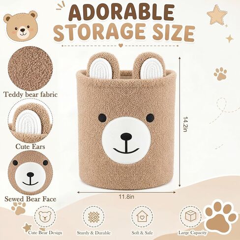 Bear Basket Household Hamper Teddy Bar Fabric Decorative Basket for Baby Shower Laundry Toys Gift Bin Pillows Blankets Clothes Storage Indoor Corner Living Room Decor in Kuwait