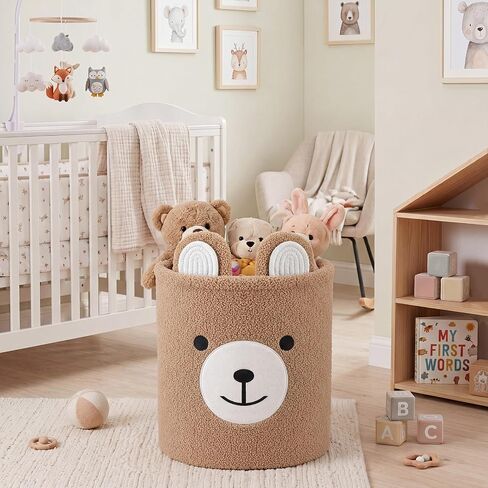 Bear Basket Household Hamper Teddy Bar Fabric Decorative Basket for Baby Shower Laundry Toys Gift Bin Pillows Blankets Clothes Storage Indoor Corner Living Room Decor in Kuwait