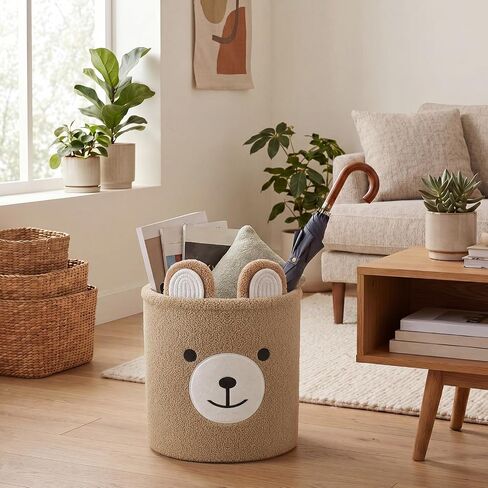 Bear Basket Household Hamper Teddy Bar Fabric Decorative Basket for Baby Shower Laundry Toys Gift Bin Pillows Blankets Clothes Storage Indoor Corner Living Room Decor in Kuwait