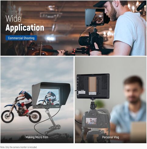 NEEWER F100 7 Inch Camera Field Monitor HD Video Assist IPS 1280x800 HDMI 1080p with 4400mAh F750 Battery, Sunshade Hood & 360° Ball Head for DSLR Cameras, Handheld Stabilizer, Film Video Making Rig in Kuwait