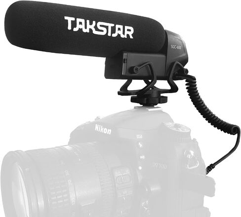 SGC-600 Universal Shotgun Mic for Camera & Phone, 3.5mm with Shock Mount | Universal 3.5mm Shotgun Mic fits Phones/DSLRs/Camcorders, Shock Mount & Windscreen Included, Ideal for Vlog & Recording in Kuwait