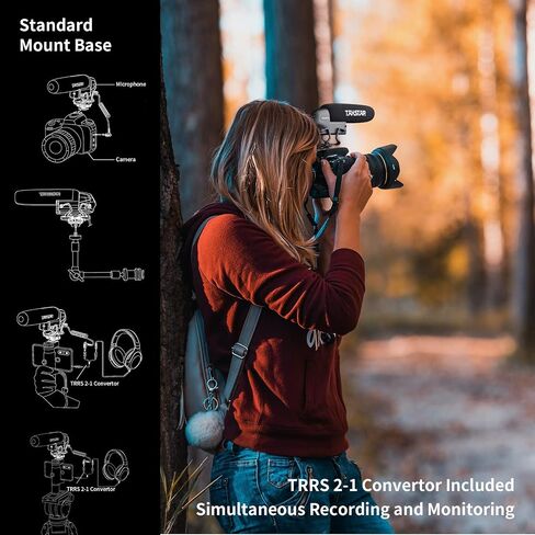 SGC-600 Universal Shotgun Mic for Camera & Phone, 3.5mm with Shock Mount | Universal 3.5mm Shotgun Mic fits Phones/DSLRs/Camcorders, Shock Mount & Windscreen Included, Ideal for Vlog & Recording in Kuwait