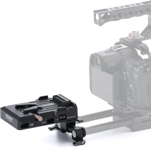 Tilta PD V Mount Battery Plate - Black | 14.8V P-Tap Ports | 5V USB-C Port | 60W USB-C PD Port | 15mm LWS Rod Mounting | Black | TA-BTP3-V-B in Kuwait