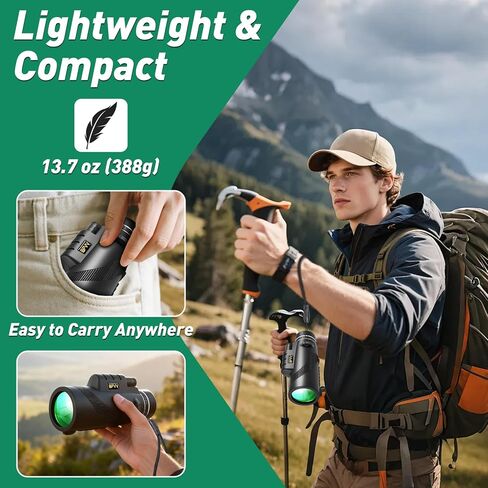 80x100 High Powered Monocular Telescope for Adults Bird Watching | Monoculars with Smartphone Adapter Tripod, Low Night Vision HD Monocular for Hiking Hunting Trave, Gifts for Men Women in Kuwait