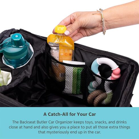 J.L. Childress Backseat Butler Car Seat Organizer for Kids - Essential Car Ride Accessories for Travel & Road Trips, Storage Organization for Front, Back, & Passenger Seats, 10 Pockets - Black in Kuwait