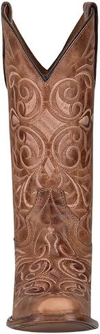 Corral Boots Womens Honey Embroidered Square Toe Pull On Casual Boots Mid Calf Low Heel 1-2" - Brown - Size 8 M in Kuwait