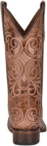 Corral Boots Womens Honey Embroidered Square Toe Pull On Casual Boots Mid Calf Low Heel 1-2" - Brown - Size 8 M in Kuwait