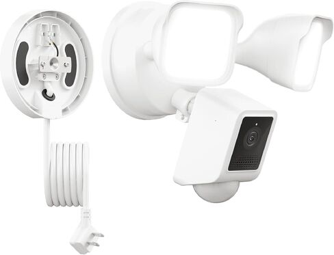 WYZE Floodlight Camera v2 with Plug-in Mount, 2K HD Outdoor Security Camera, Color Night Vision, Motion Activated, Electrical Box with 20ft Weather-Resistant Power Cable, Easy Installation (White) in Kuwait