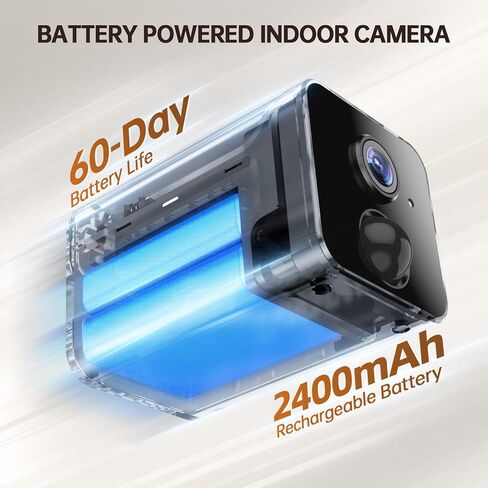 Hidden Camera – 2K HD Wireless Spy Camera with Audio/Video, Mini Indoor Camera for Home Security, AI Motion Detection, Night Vision, Built-in Siren, Two-Way Audio, 60-Day Battery Life in Kuwait