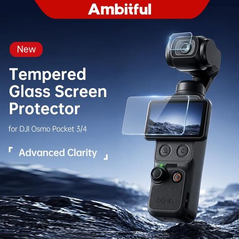 AMBITFUL Screen Protector for DJI Osmo Pocket 3/4, Tempered Glass Touchscreen Film with Lens Protector, HD Clear Anti-Scratch Anti-Fingerprint Protective Cover, Touch Sensitive Camera Accessories in Kuwait