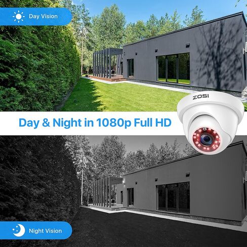 ZOSI 4 Pack 2MP 1080p HD-TVI Dome Security Camera Outdoor Indoor, 1920TVL | 24PCS LEDs, 80ft IR Night Vision, 90° Wide Angle, Metal Plastic Housing Weatherproof Surveillance CCTV Camera in Kuwait
