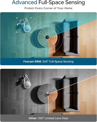 FOSCAM 4K Indoor Camera, Full Space Sense WiFi Camera with 360° Radar Auto-Tracking Baby & Pet Camera - No-Blind-Spot View, One Touch Call, Human/Motion/Sound Detection, Compatible with Alexa (Black) in Kuwait