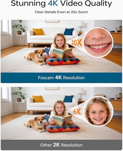 FOSCAM 4K Indoor Camera, Full Space Sense WiFi Camera with 360° Radar Auto-Tracking Baby & Pet Camera - No-Blind-Spot View, One Touch Call, Human/Motion/Sound Detection, Compatible with Alexa (Black) in Kuwait
