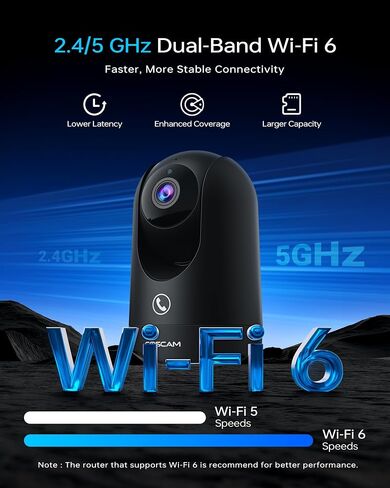 FOSCAM 4K Indoor Camera, Full Space Sense WiFi Camera with 360° Radar Auto-Tracking Baby & Pet Camera - No-Blind-Spot View, One Touch Call, Human/Motion/Sound Detection, Compatible with Alexa (Black) in Kuwait