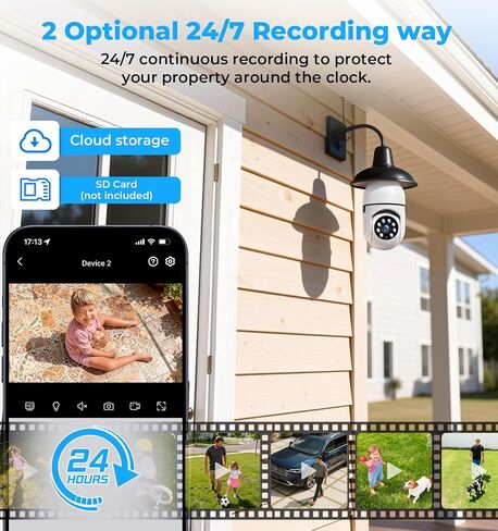 Light Bulb Security Camera Outdoor, 5MP 5GHz & 2.4GHz WiFi, 2K Light Socket Camera with 360° PTZ, AI Human Detection, Motion Tracking, Color Night Vision, 2-Way Talk, Screw-in Light Socket in Kuwait