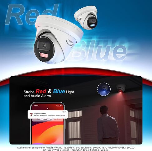 Anpviz 5MP Turret Wired PoE IP Security Camera Metal Outdoor | Strobe Red & Blue Light and Audio Alarm, Human Vehicle Detection, Two Way Audio, Smart Dual Light, IPC-D3653WD-RB in Kuwait