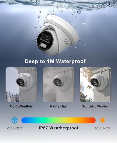 Anpviz 5MP Turret Wired PoE IP Security Camera Metal Outdoor | Strobe Red & Blue Light and Audio Alarm, Human Vehicle Detection, Two Way Audio, Smart Dual Light, IPC-D3653WD-RB in Kuwait