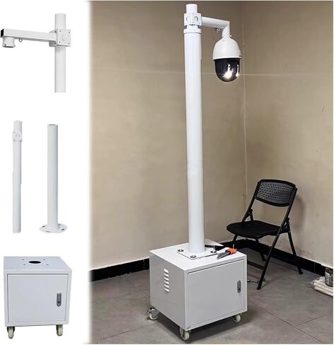 Detachable Mobile Cctv Pole Stand - 6.6 Ft Adjustable Security Camera Holder With 1 Lockable Storage, 4 Wheels For Easy Mobility - Ideal For Surveillance And Security Solutio,A 6.6 ft(2 m) Pole in Kuwait