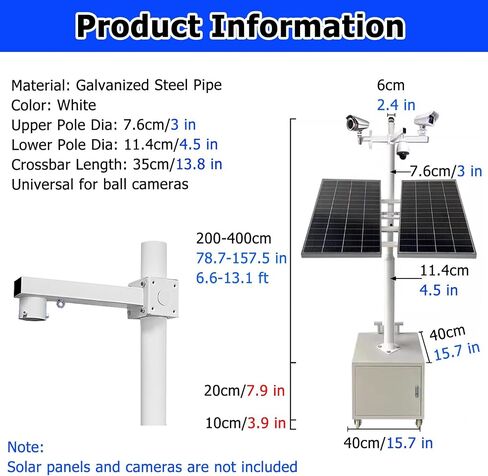 Detachable Mobile Cctv Pole Stand - 6.6 Ft Adjustable Security Camera Holder With 1 Lockable Storage, 4 Wheels For Easy Mobility - Ideal For Surveillance And Security Solutio,A 6.6 ft(2 m) Pole in Kuwait