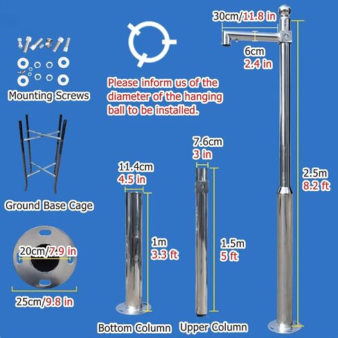 19.7Ft Security Camera Pole - Heavy-Duty Outdoor Surveillance Post for Universal Cameras, Ideal for Residential & Farm Use, 3 Sections Assembly for Easy Setup,C 2 m/6.6 ft (2 Sections) in Kuwait