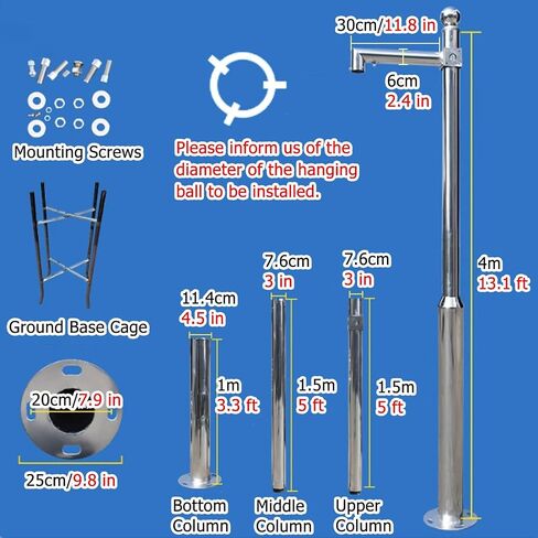 Outdoor Surveillance Camera Pole 2-6M, Stainless Steel Security Camera Stand with Bracket & Ground Base Cage, Adjustable Universal Post for Cameras,C 6.6 ft/200cm in Kuwait