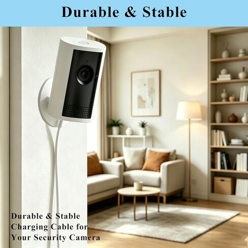 Power Cable Compatible with Ring Indoor Cam Plus/Pan-Tilt Indoor Cam (2024) | 2 Pack 16.4FT USB-A to USB-C Long Charger Cable,Anti-bend & Wear-resistant,Stable Output Camera Extension Cable,White in Kuwait