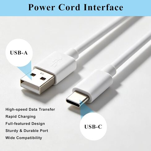 Power Cable Compatible with Ring Indoor Cam Plus/Pan-Tilt Indoor Cam (2024) | 2 Pack 16.4FT USB-A to USB-C Long Charger Cable,Anti-bend & Wear-resistant,Stable Output Camera Extension Cable,White in Kuwait
