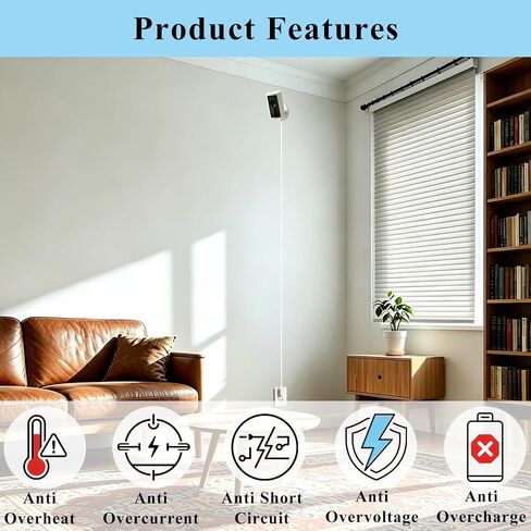 Power Cable Compatible with Ring Indoor Cam Plus/Pan-Tilt Indoor Cam (2024) | 2 Pack 16.4FT USB-A to USB-C Long Charger Cable,Anti-bend & Wear-resistant,Stable Output Camera Extension Cable,White in Kuwait