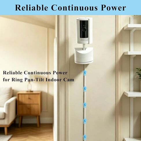 Power Cable Compatible with Ring Indoor Cam Plus/Pan-Tilt Indoor Cam (2024) | 2 Pack 16.4FT USB-A to USB-C Long Charger Cable,Anti-bend & Wear-resistant,Stable Output Camera Extension Cable,White in Kuwait