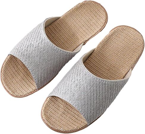Linen Open Toe Slippers Women Men Breathable Non Slip House Sandals in Kuwait