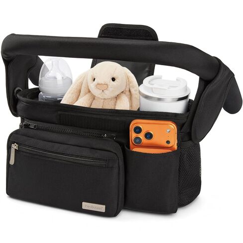 KeaBabies Stroller Organizer Bag, Stroller Caddy, Cup Holder (Matte Black) | Stroller Bag Organizer, Wagon Accessories, Stroller Diaper Bag, Stroller Storage Bag, Universal Baby Stroller Caddy Basket in Kuwait